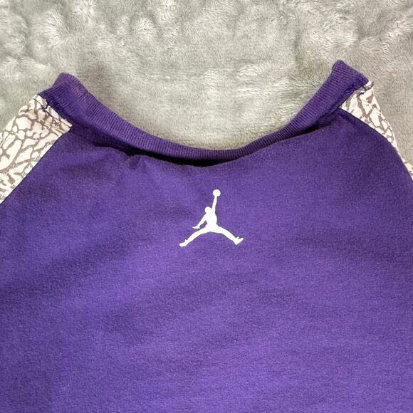 Jordan blue/grey elephant print 3/4 sleeve #23 streetwear tshirt womens Medium - Picture 6 of 8